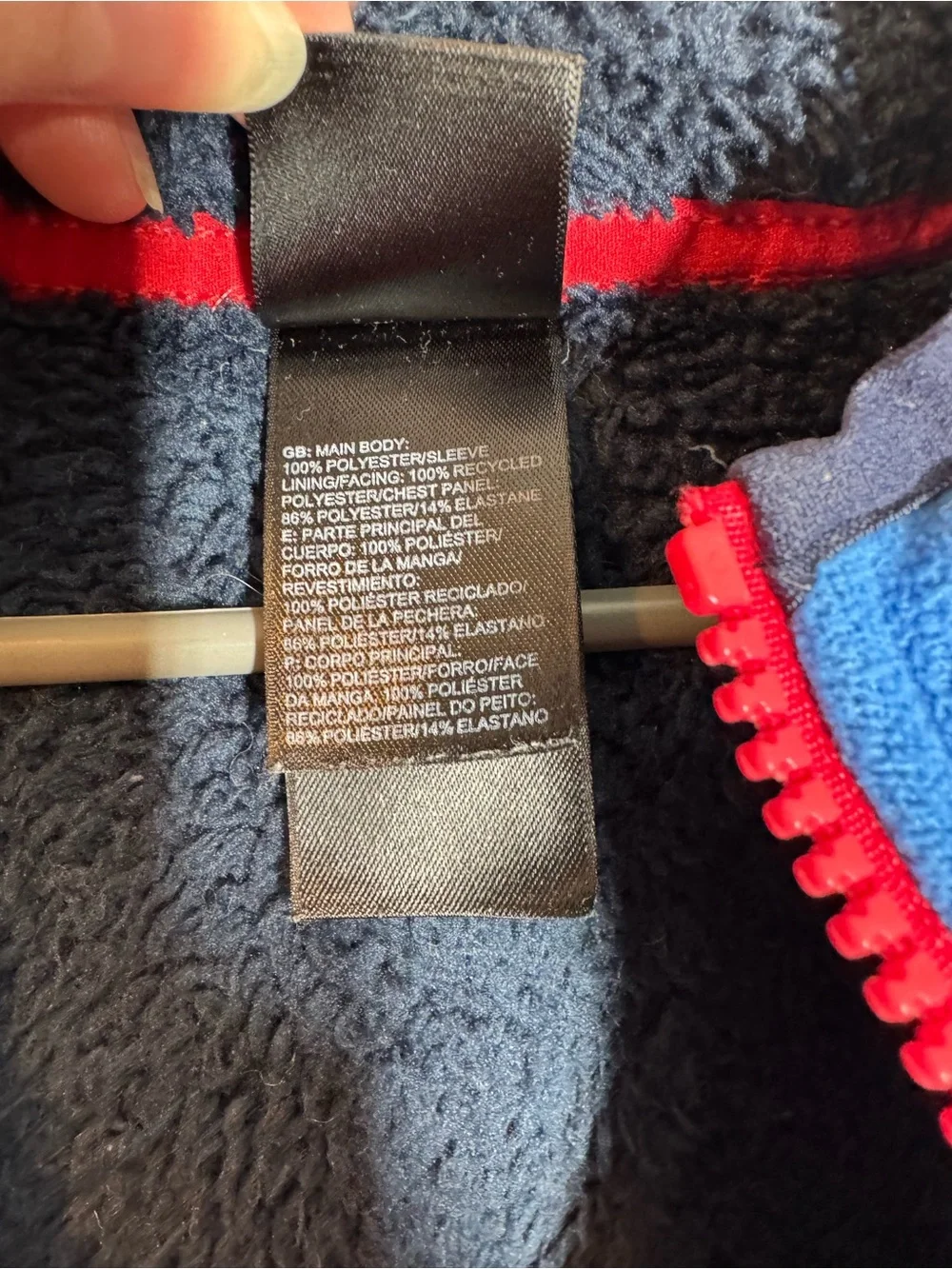 The north face baby boys blue teddy fleece lined zip up hooded jacket 12-18 mo.